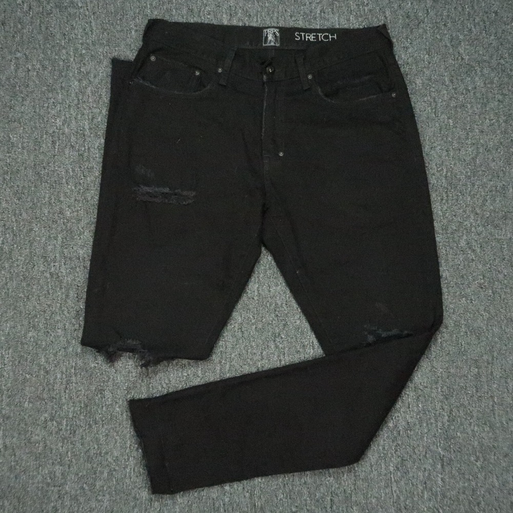 PRPS Jeans Mens 33x32 Black 5 Pocket Windsor Fit Distressed Stretch Denim